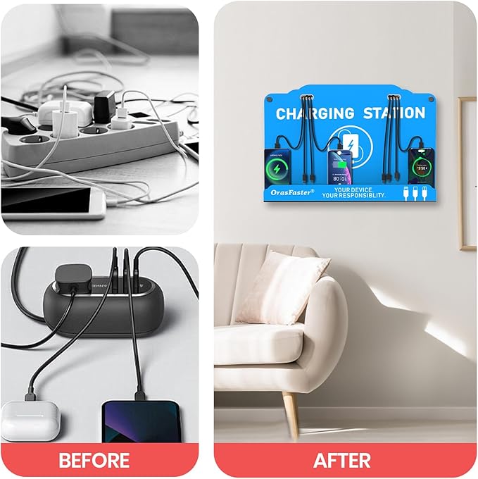Orasfaster Wall Mounted Cell Phone Charging Station | Multi-Device Station - Image 4