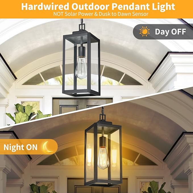 15'' Outdoor Pendant Light, Modern Outside Chandelier Outdoor Hanging Lantern - Image 2