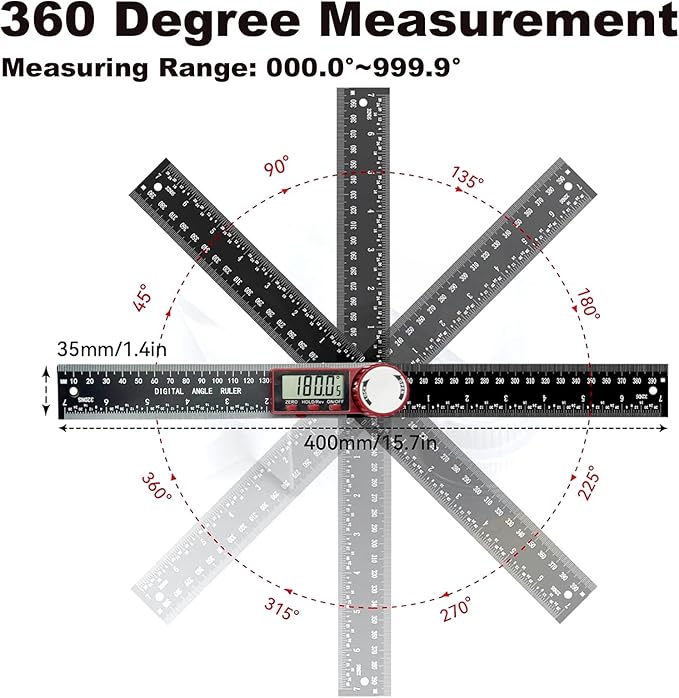 NORTOOLS Digital Angle Finder, 7 inch /200mm T-Bevel Protractor Ruler, - Image 4