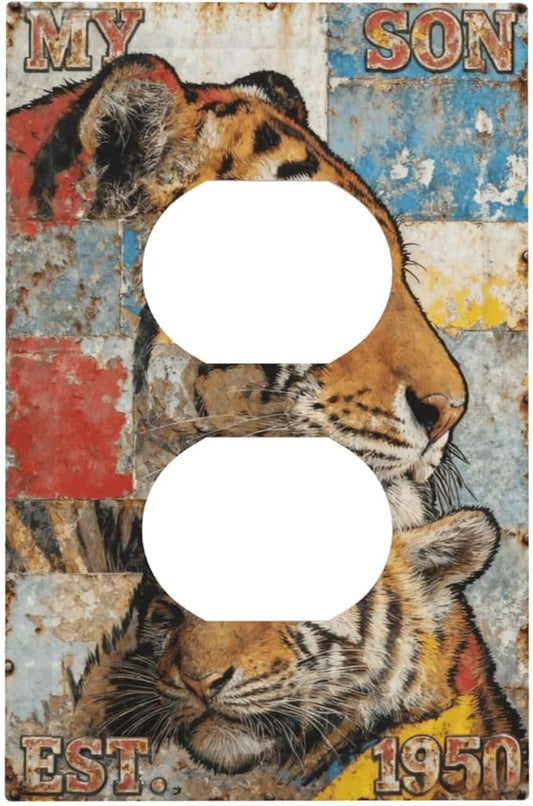 Bvtewkhz Tiger Vintage Duplex Outlet Decorative Outlet Covers Light Switch by Unknown