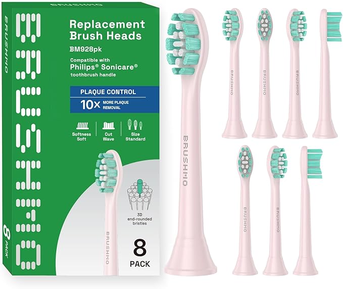 Brushmo Plaque Control Replacement Toothbrush Heads, Compatible by Brushmo