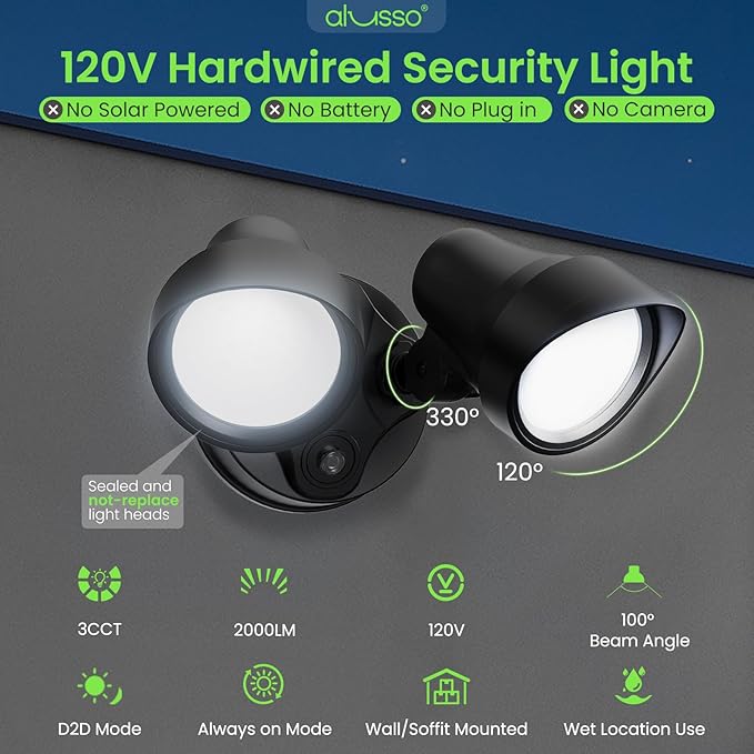 ALUSSO Dusk to Dawn Outdoor Lighting, 25W 2000LM Dusk Till Dawn Outdoor Light - Image 3