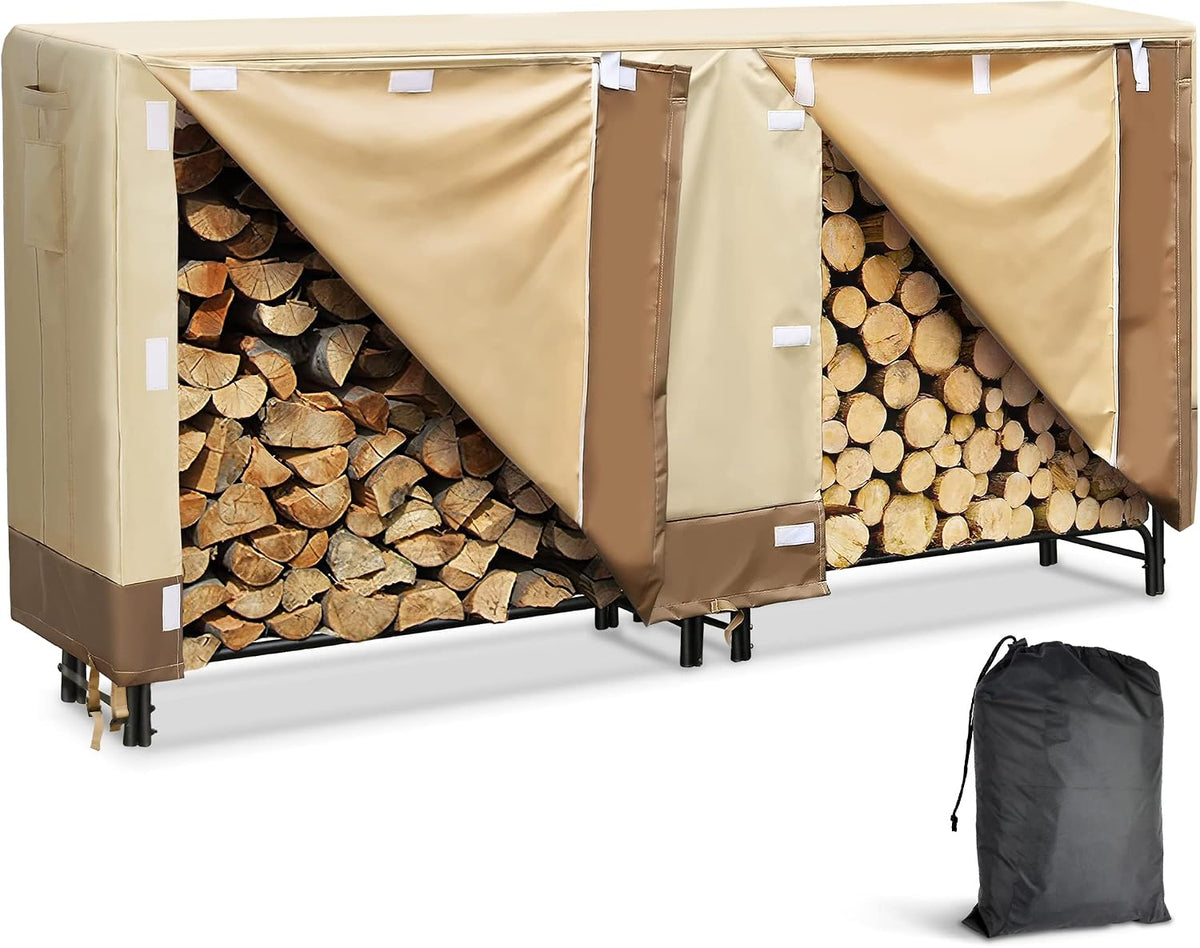 8ft firewood rack cover, 600d oxford heavy duty, main product view