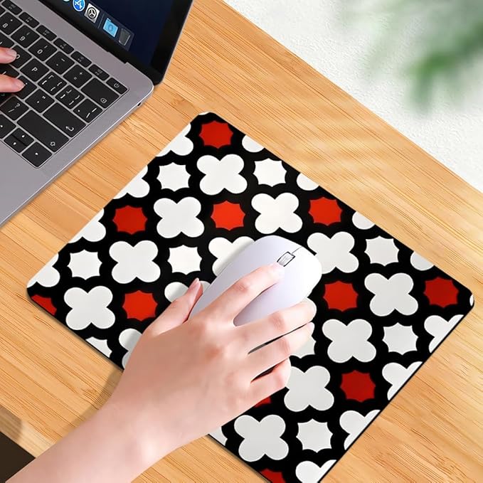 Red Lattice Tile High Contrast Square Mouse pad, Waterproof, Anti Slip Rubber - Image 7
