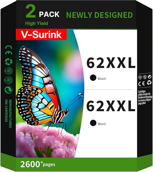 62XXL Black Extra Large Capacity 2600 Pages High Yield Replacement by V-Surink