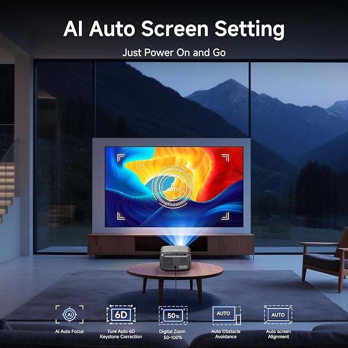 Smart Projector 4K with WiFi 6 and Bluetooth 5.3, 6D Keystone Outdoor Movie - Image 7