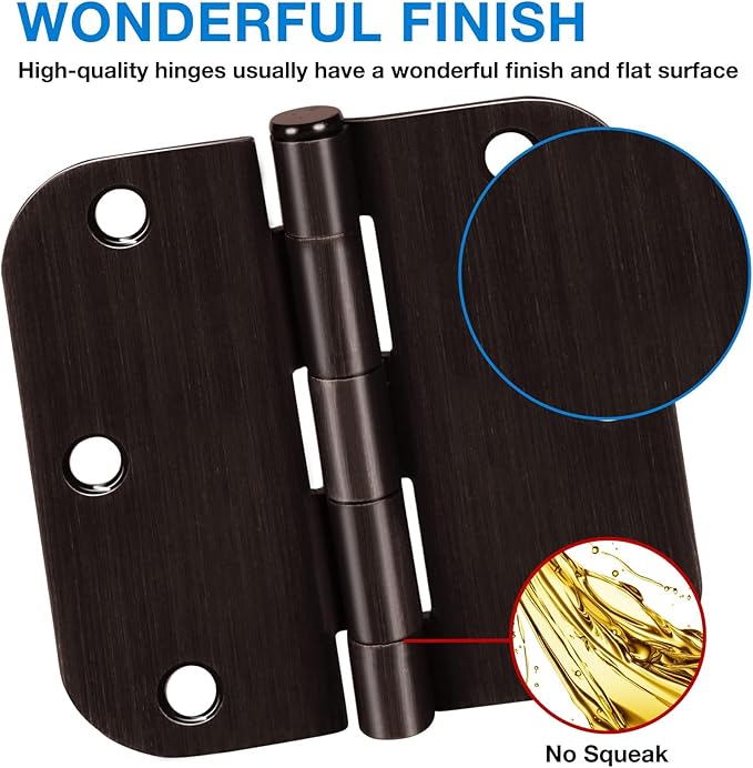 3 Pack 3 1/2 Inch Door Hinges Oil Rubbed Bronze 3.5 Inch Black Interior Hinge - Image 3