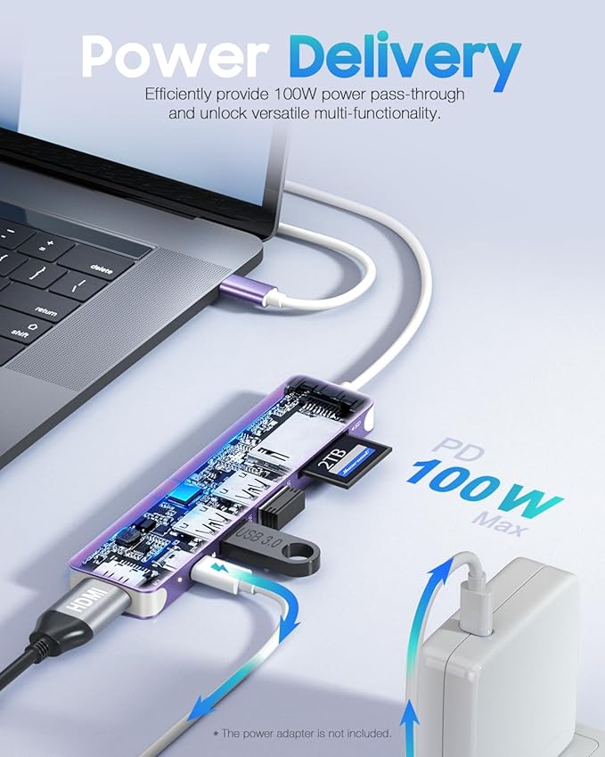 Hiearcool USB C Hub, 7-in-1 Multi-Port Adapter, USB-C to 4K HDMI Splitter Type - Image 3
