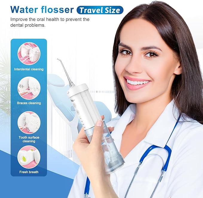 JNGOODS Mini Cordless Portable Water Flosser Oral Irrigator Water Teeth Cleaner - Image 2