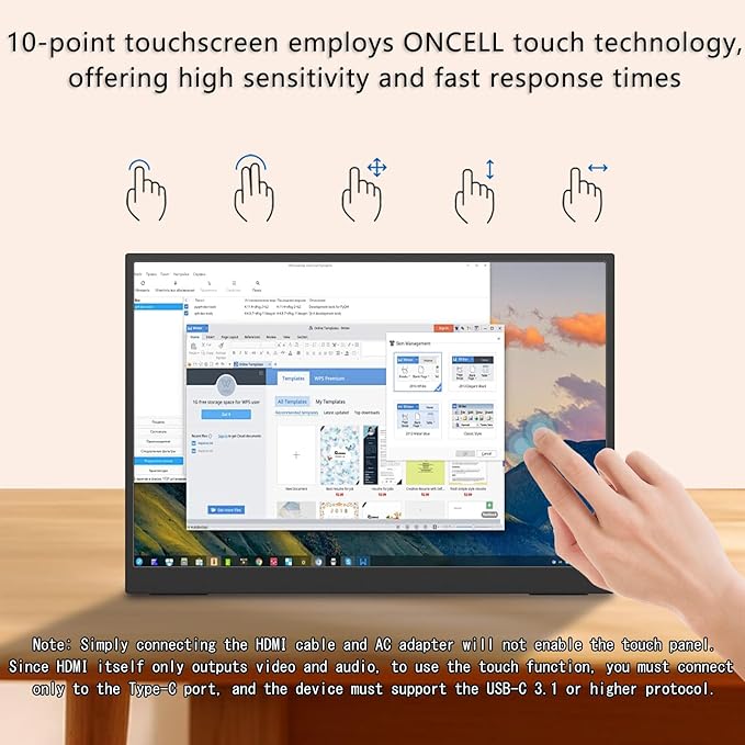Viyivwine Portable Monitor Touchscreen, 15.6''Laptop Screen Extender, FHD IPS - Image 2