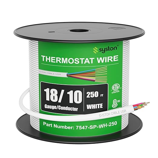 Syston 18/10 Thermostat Doorbell HVAC Heating Control Cable Wire, 100% Solid by SystonCableTechnology