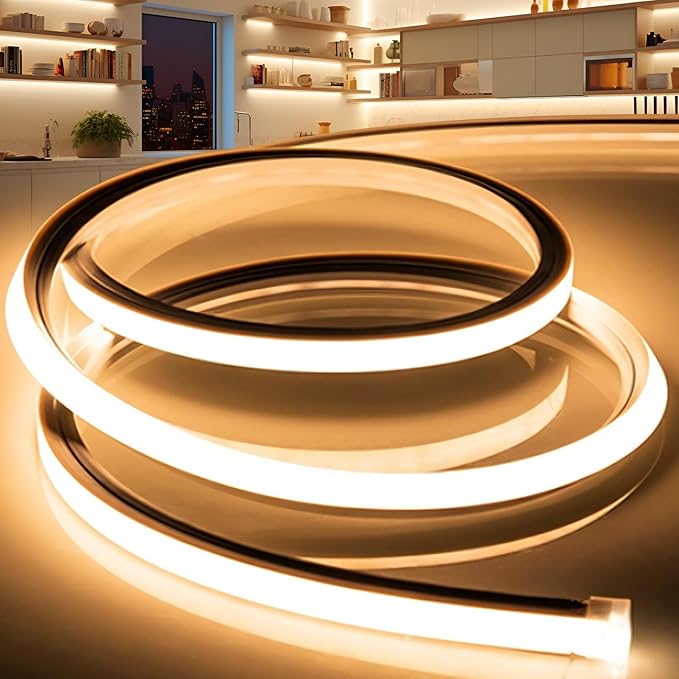 VOEWT LED Strip Lights Warm White 3000K, 65.6ft 110-120V Neon Rope Lights by VOEWT