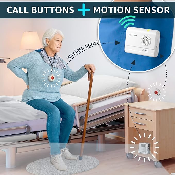 SYNLETT Caregiver Pager Wireless Call Buttons Motion Sensor Alarm Indoor - Image 2