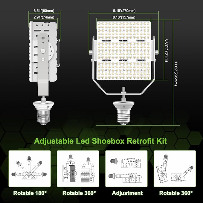 OPENLUX LED Shoebox Retrofit Kit 150W 21750LM E39 Mogul Base ETL DLC Listed - Image 6