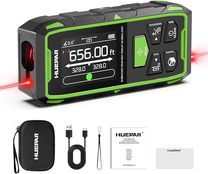 656ft/200M Dual Laser Distance Measuring Tool, Huepar Professional Rechargeable by Huepar