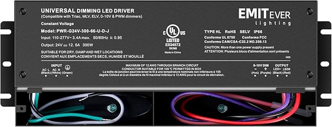 EMITEVER Dimmable Led Driver, 300W AC 110V-277V to DC 24V Transformer, 5-in-1 - Image 9