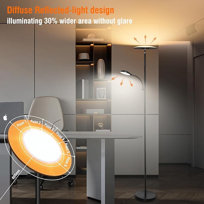 marctronic Floor Lamps for Living Room, 44W/4500LM Super Bright 2 in 1 LED - Image 3