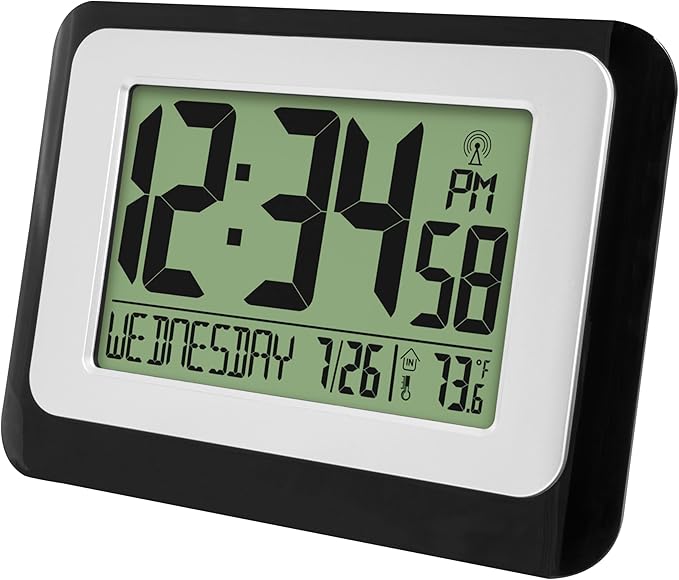 La Crosse Technology W88631 Digital Atomic Black Wall Clock - Image 2