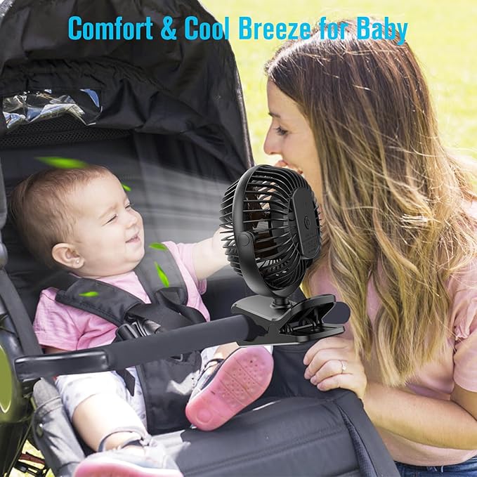 BESKAR Portable Clip on Fan Rechargeable, 4 Speeds Small Battery Operated Fan - Image 2