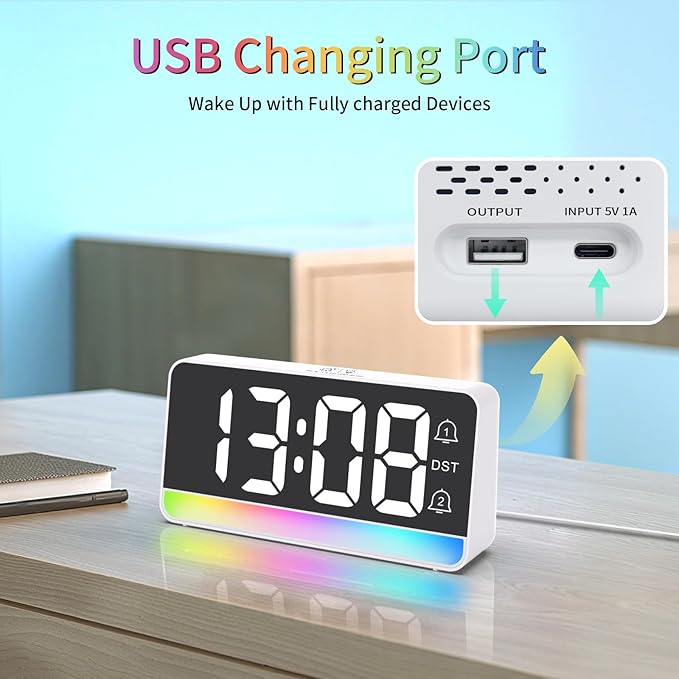Alarm Clocks for Bedrooms, Digital Bedside Clock - Image 6