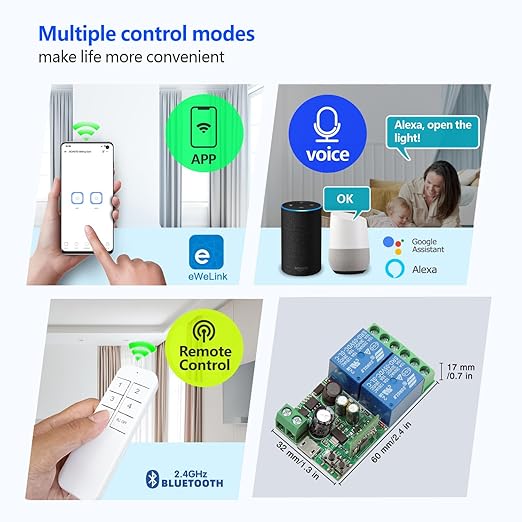 DieseRC 2 Channels WiFi Smart Switch, DC 5V 12V 24V 36V Passive Output Relay - Image 2
