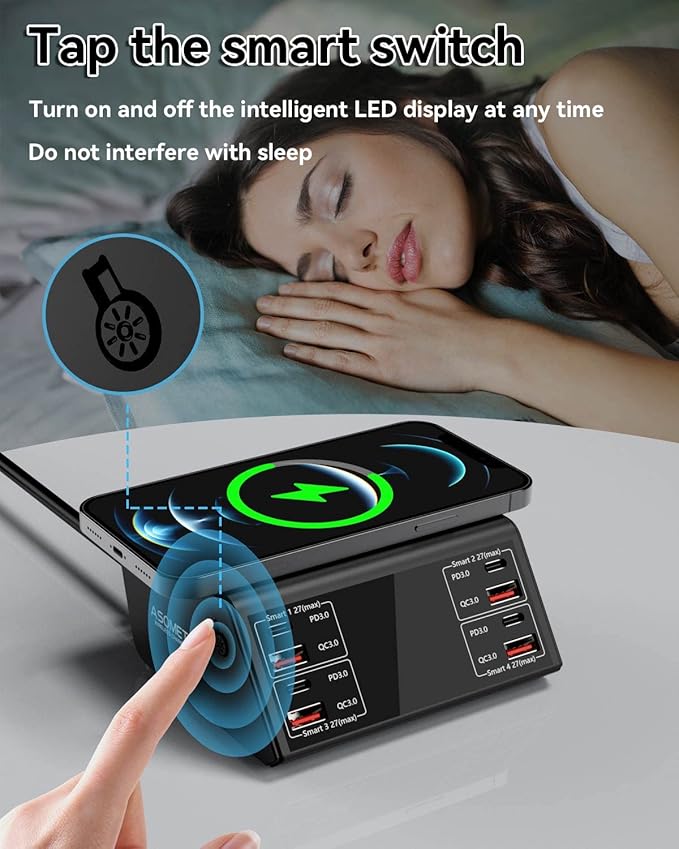 USB Charger, ASOMETECH 100W 8 Port Multiple USB Charging Station - Image 5
