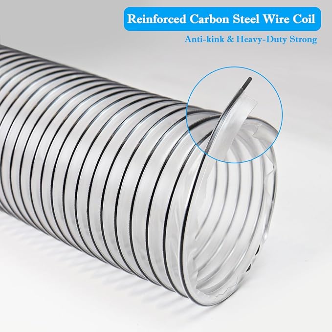 PVC Dust Collection Hose 2-1/2"x20', 2.5 Inch Dust Collector Vacuum Hose - Image 4