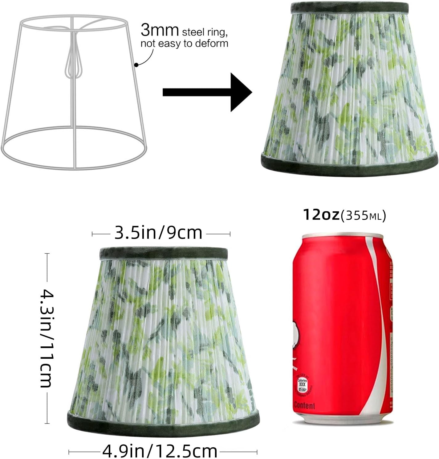 Fuloon Chandelier Lamp Shades, Clip on Small Sconce Lamp Shades, Suit for Candelabra Bulbs in Modern/European/French Country/Farmhouse Decoration, 3.5x4.3x4.9 in(6 Pack, Chiffon Green Painted)
