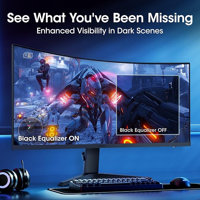 KOORUI 34-inch Curved Ultrawide WQHD 3440×1440 Gaming Monitor, 180Hz 1000R- - Image 7