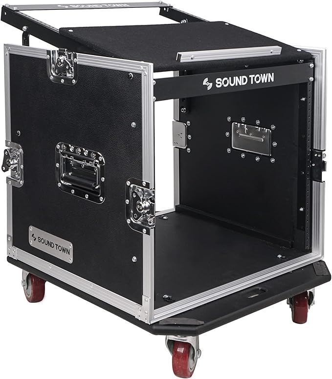 Sound Town Enhanced 1/2" Plywood 10U PA DJ Pro Audio Rack/Road ATA Case by SOUNDTOWN