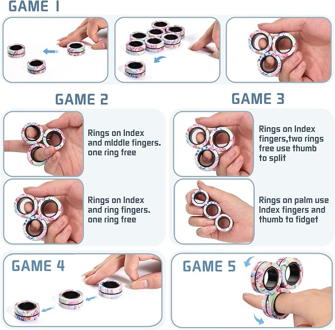 Magnetic Rings Fidget Toys for Adults, Fidget Spinner Rings for Anxiety Relief - Image 3