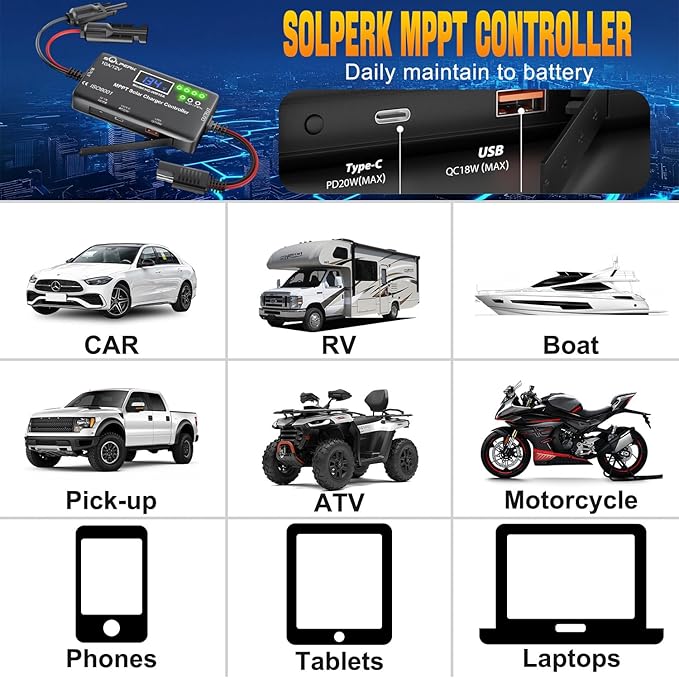 SOLPERK MPPT 10A 12V Solar Charge Controller - Image 7