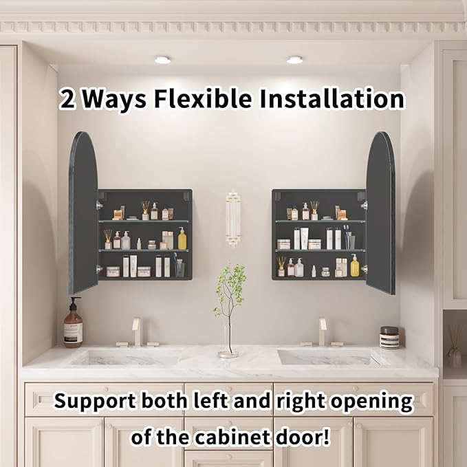 Bathroom Medicine Cabinet with Mirror, Arched Medicine Cabinet Wall Mounted - Image 5
