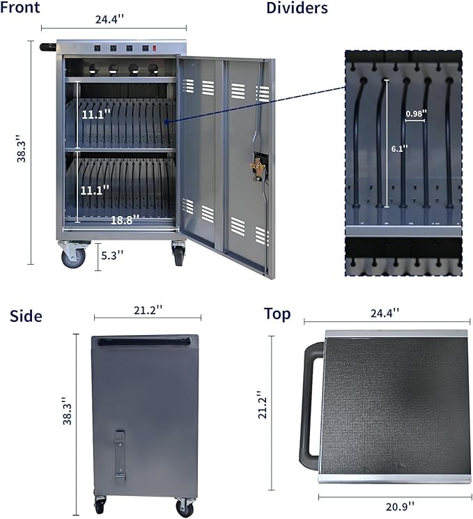 35 Device Charging Cart for Laptops and Tablets Up to 16.3-inch, Mobile - Image 3