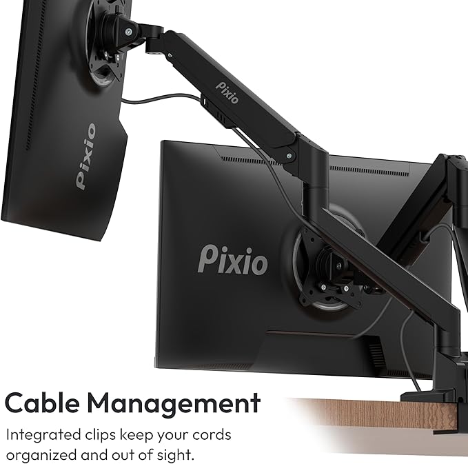 Pixio PS1D Wave Black Dual Monitor Arm Stand Desk Mount - Image 5