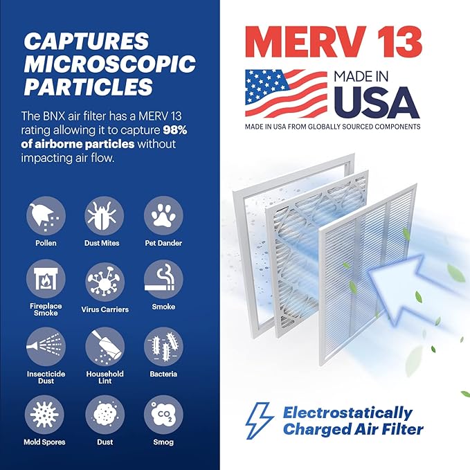 BNX 20x20x1 MERV 13 Air Filter 2 Pack - Image 3