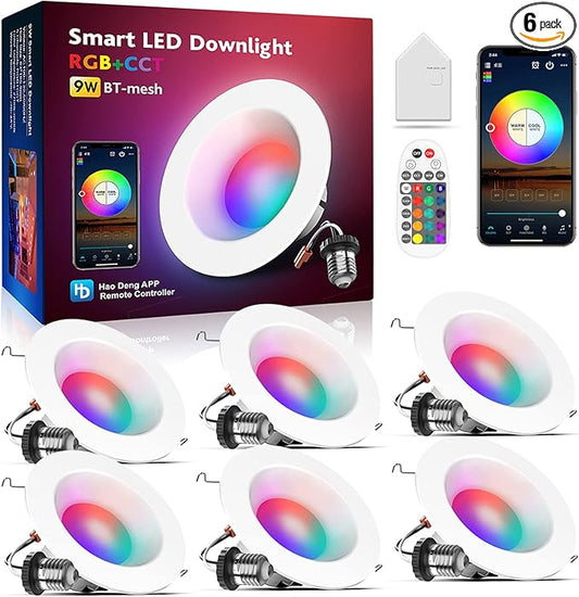 VANANCE Smart Can Light 6 Inch, WiFi & Bluetooth LED Downlight 6Pack, by Vanance