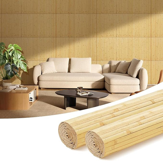 OUZUGIE 2 Pack 96x24 Inch Natural Bamboo Wall Panel – Natural Pole Wrap Paneling by OUZUGIE