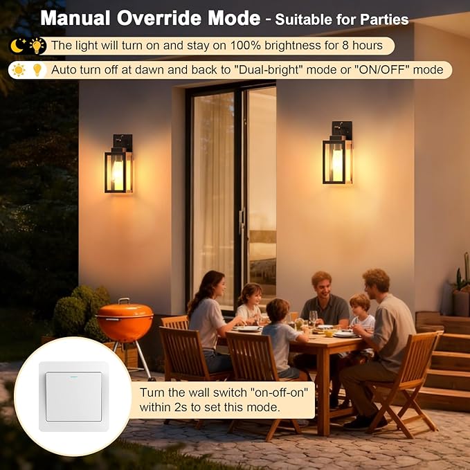 LTBLIGHT 2-Pack Motion Sensor Outdoor Wall Light Fixtures, Modern Black Dusk to - Image 3