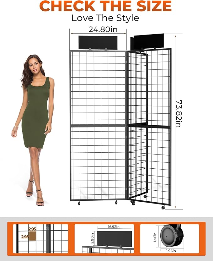 DEMEGA 360° Foldable Grid Wall Panel, Three 6' x 4.25' Ft Double Side Gridwall - Image 2