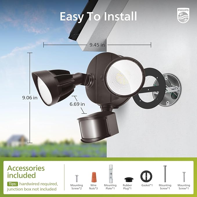 Philips 44W 4200 lm LED Security Light Outdoor w/PIR Motion Sensor, 5000K - Image 7