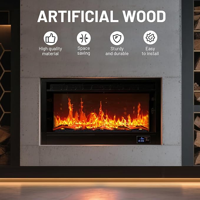 Electric Fireplace Wall Fireplace Recessed 3 Log Flame Colors Electric - Image 3