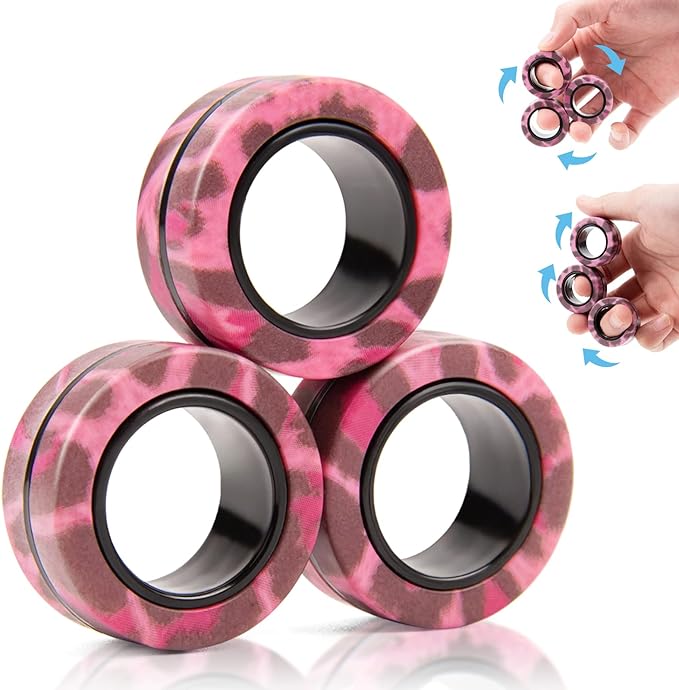 3PCS Magnetic Rings Fidget Toy Set, Adult Fidget Magnets Spinner Rings by FINGERROCK