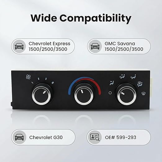 599-293 A/C Control Switch Air Conditioning Climate Control Module, Front - Image 2