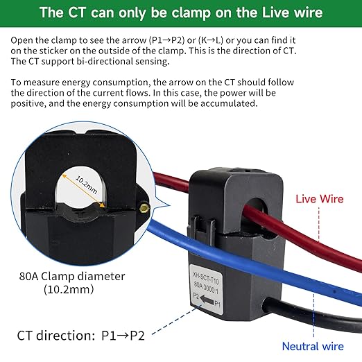 WiFi Energy Monitor with 2 * 80A Clamps, Real-Time Electricity Tracking - Image 3