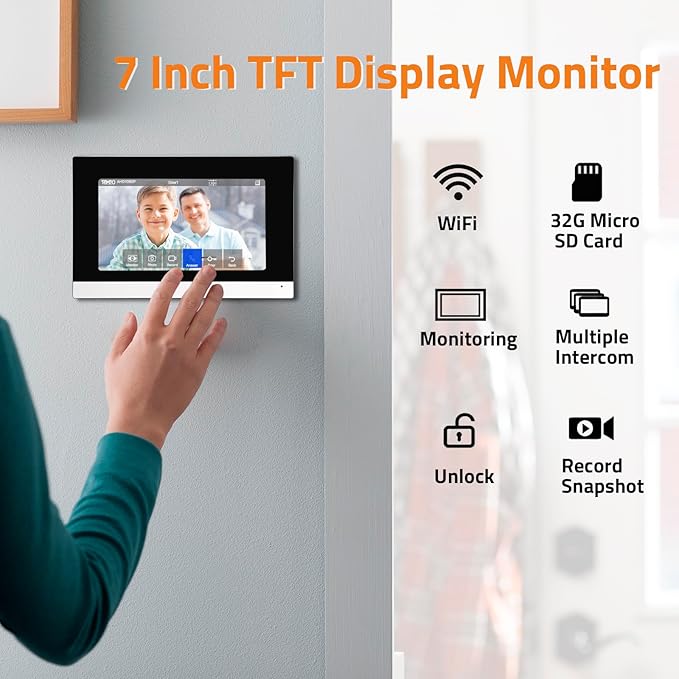 Wireless IP Video Doorbell Intercom System, WiFi 7 Inch Monitor - Image 4