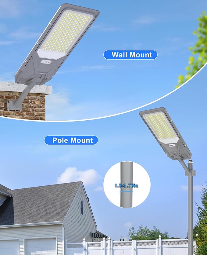 JAYNLT X-12000W Solar Street Lights, 6500K Commercial Parking Lot Light Dusk to - Image 7