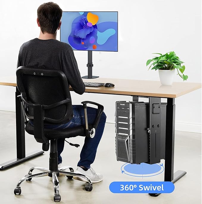 Pholiten Under Desk CPU Mount, Universal PC Wall Mount, 3.94 to 11.61 inch Wide - Image 6