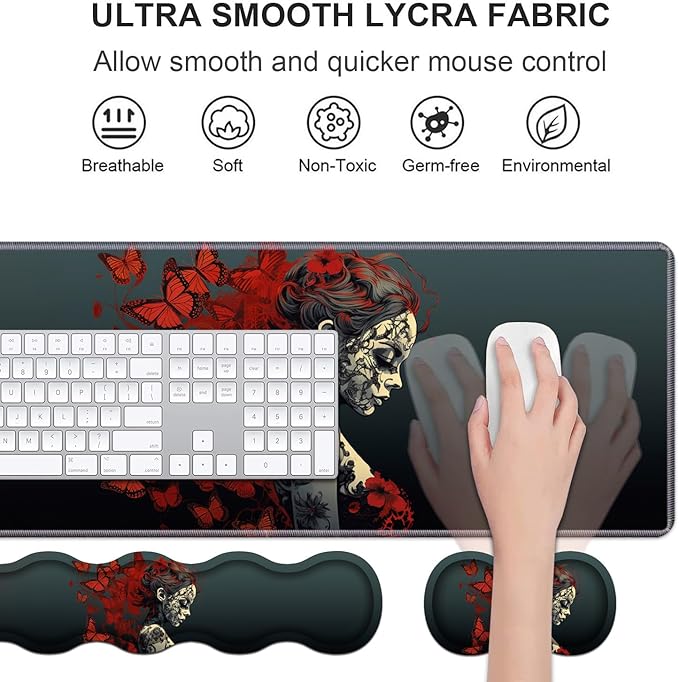 Ergonomic Keyboard Wrist Rest & Mouse Pad Wrist Rest Set, Large Gaming Desk Mat - Image 3