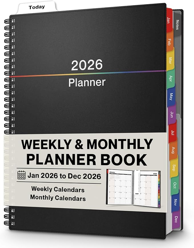 Dunwell 2026 Planner Book 8.5x11, Weekly Monthly Calendar, Jan to Dec, Large by Dunwell